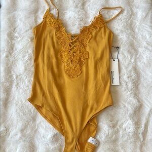 Mustard Yellow Lace Bodysuit
